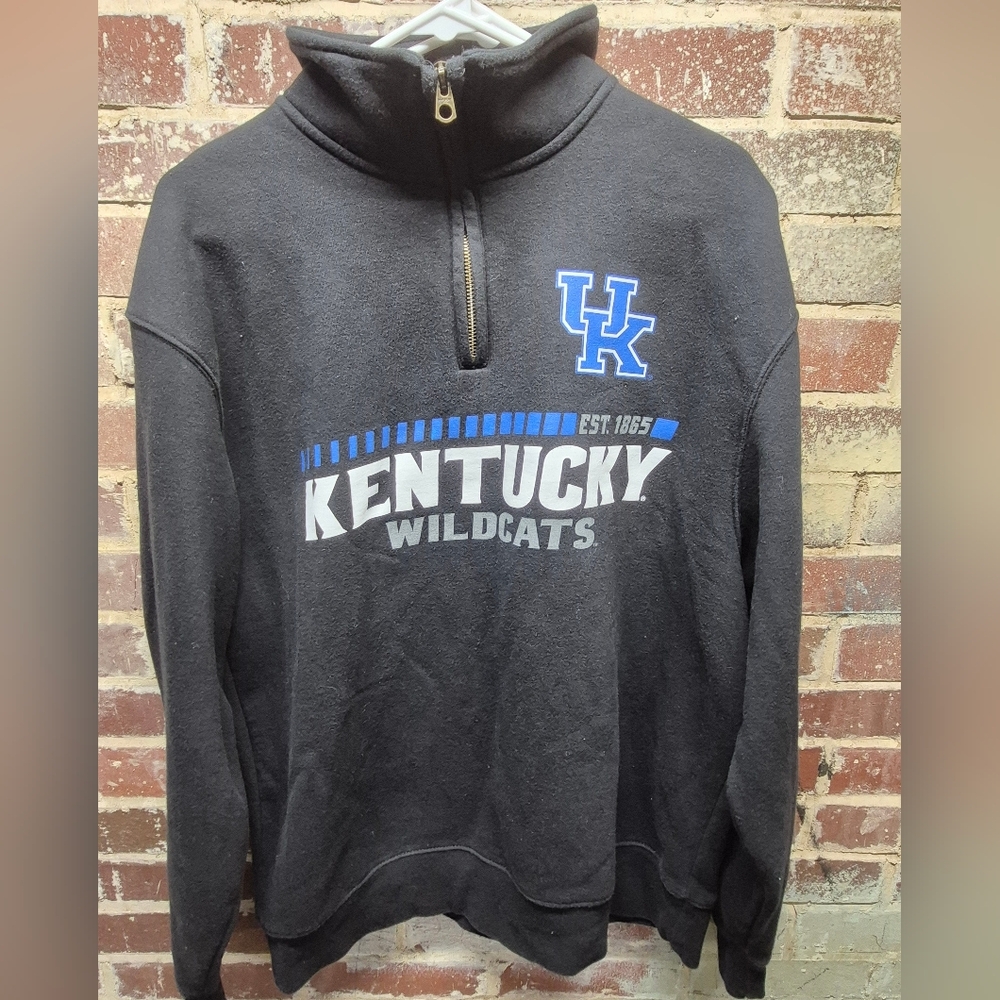 Kentucky Wildcats UK 1/4 Zip Pullover Sweatshirt Men's Large Black Jansport